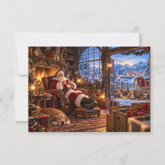 The Morning After Christmas Santa and Reindeer Thank You Card