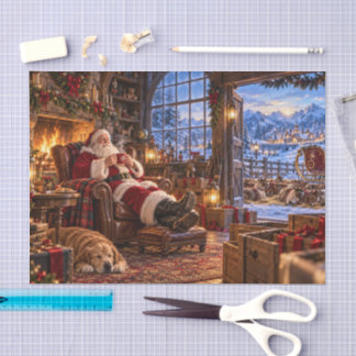 The Morning After Christmas Santa and Reindeer Tissue Paper