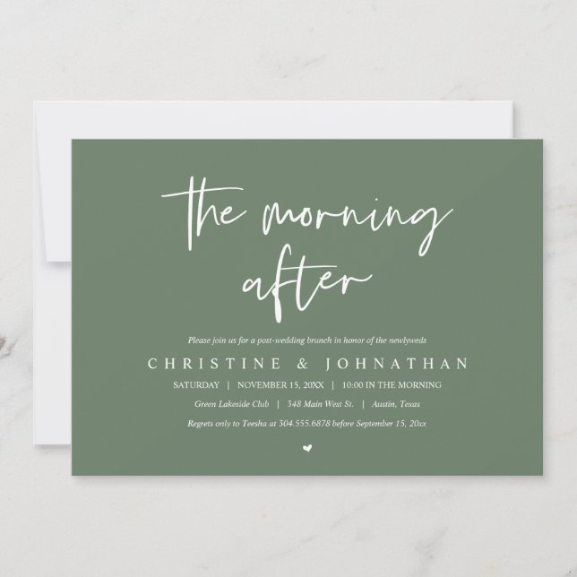 The Morning After, post wedding brunch celebration Invitation (Front)