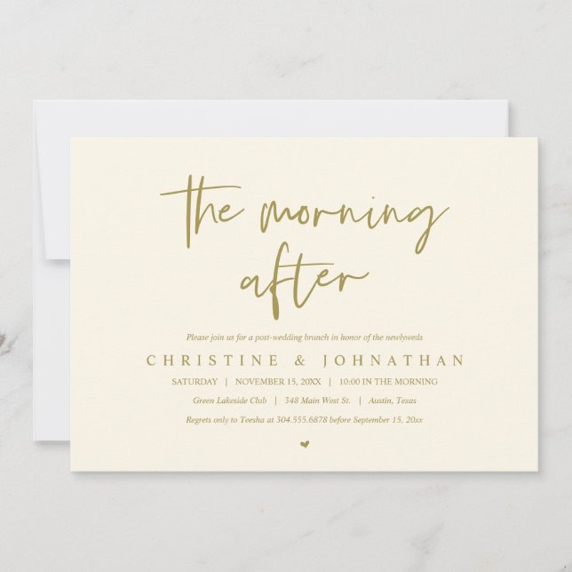 The Morning After, post wedding brunch celebration Invitation (Front)