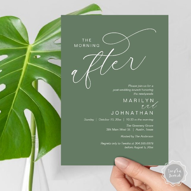 The Morning After, Post Wedding Brunch Celebration Invitation (The Morning After, Post Wedding Brunch Appreciate Thank You Invitation Card PDF Sage Green)