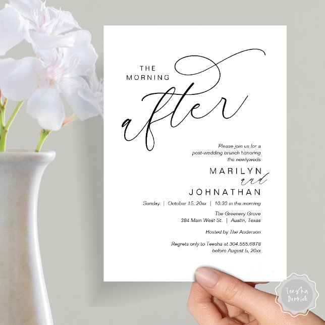 The Morning After, Post Wedding Brunch Celebration Invitation (The Morning After, Post Wedding Brunch Appreciate Thank You Invitation Card PDF Black White)