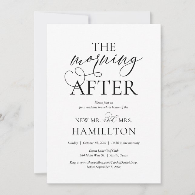 The Morning After, Post wedding Brunch Celebration Invitation (Front)