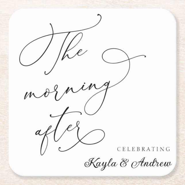 The Morning After Wedding Brunch Square Paper Coaster (Front)