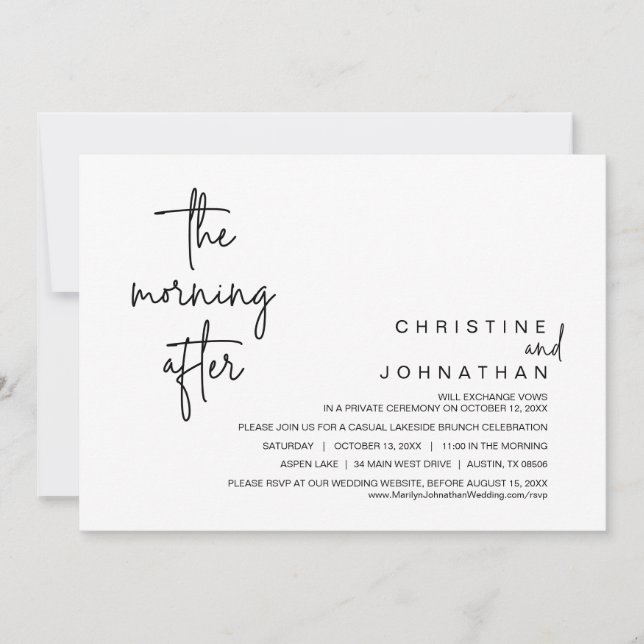 The Morning After, Wedding Elopement Brunch Invita Invitation (Front)
