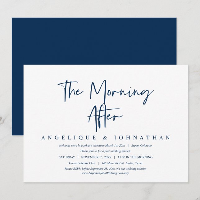 The Morning After, Wedding Elopement Brunch Invitation (Front/Back)