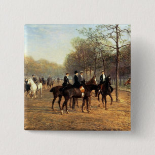 The Morning Ride, Rotten Row, Hyde Park, 1894 (oil 15 Cm Square Badge