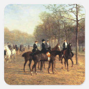 The Morning Ride, Rotten Row, Hyde Park, 1894 (oil Square Sticker