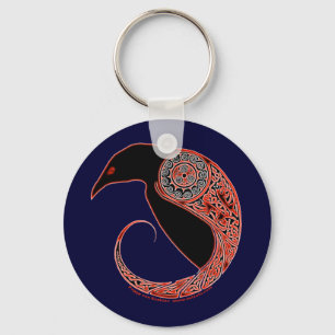 The Morrigan Celtic Raven Keychain, Blue Key Ring