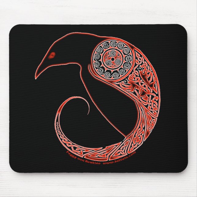 The Morrigan Raven Celtic mousepad in black (Front)