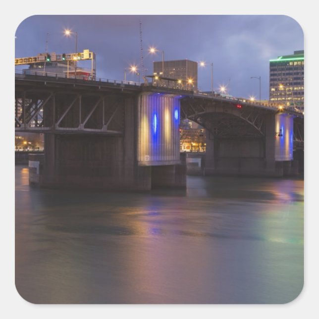The Morrison bridge over the Willamette river Square Sticker (Front)