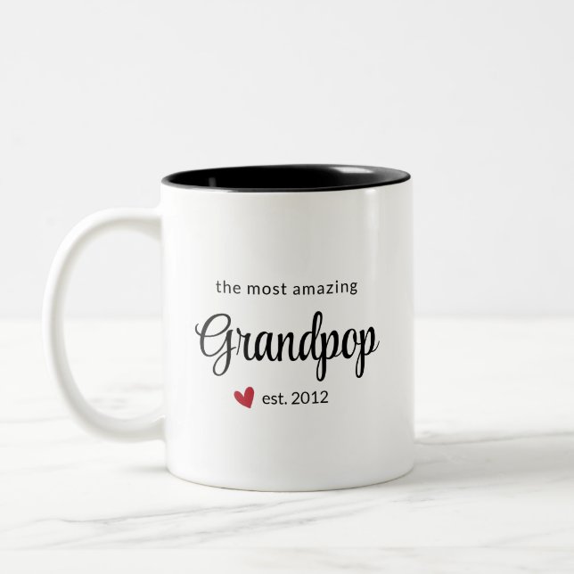 The Most Amazing Grandpop Est Date Photo Two-Tone Coffee Mug (Left)