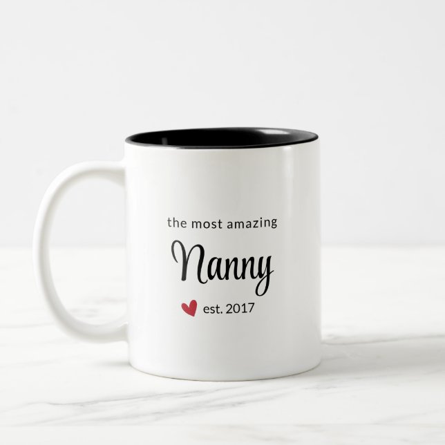 The Most Amazing Nanny Est Date Photo Gift Two-Tone Coffee Mug (Left)