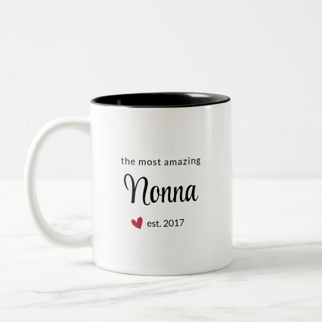 The Most Amazing Nonna Est Date Photo Gift Two-Tone Coffee Mug (Left)