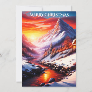The Most Amazing Sunset over the Mountain  Holiday Card