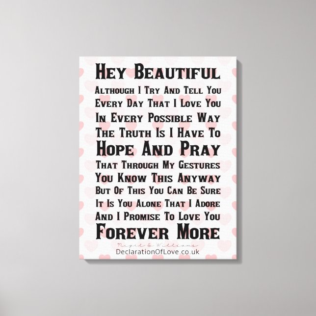 The Most Beautiful Girl In The World Canvas Print (Front)