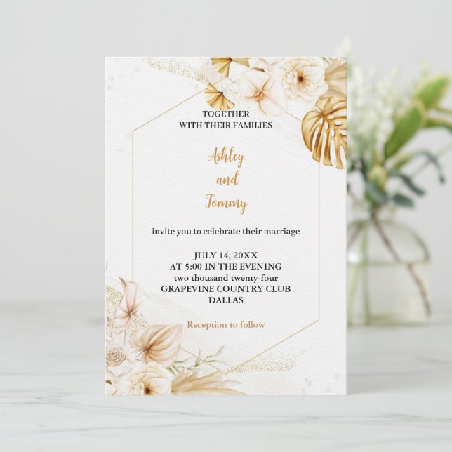 the most beautiful gold wedding invitation (Standing Front)