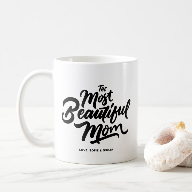 The Most Beautiful Mum Hand Lettering Personalised Coffee Mug (With Donut)