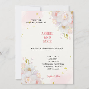 the most elegant pink flowers in a wedding invitation