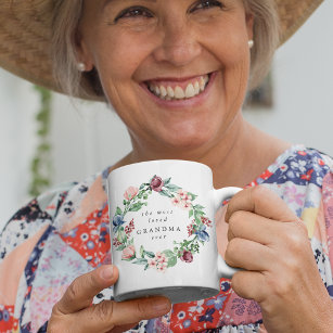 The Most Loved Grandma Ever Floral Wreath Coffee Mug