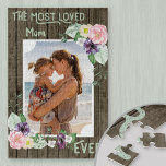 The Most Loved Mum Ever - Floral and Custom Photo Jigsaw Puzzle<br><div class="desc">Make your own custom photo jigsaw puzzle for the most loved mum ever! The template is set up ready for you to edit "Mum", to mum, mama or your preferred name for your mother and upload your favourite photo. A vertical portrait photo will be the easiest to use - (landscape...</div>