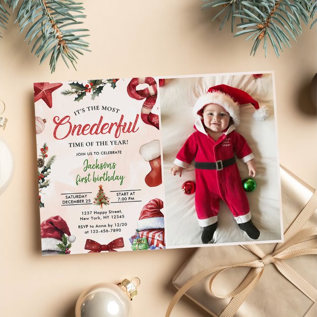 The Most ONEderful Christmas Winter 1st Birthday  Invitation (Creator Uploaded)
