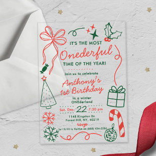 The Most Onederful Time Of The Year 1st Birthday Acrylic Invitations