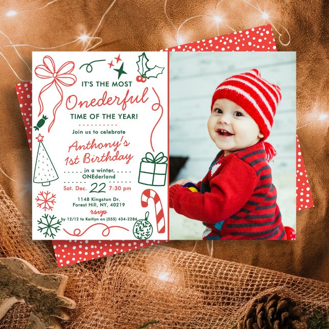 The Most Onederful Time Of The Year 1st Birthday Invitation (Creator Uploaded)