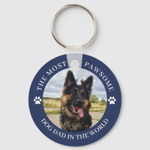 The Most Pawsome Dog Dad Blue Key Ring