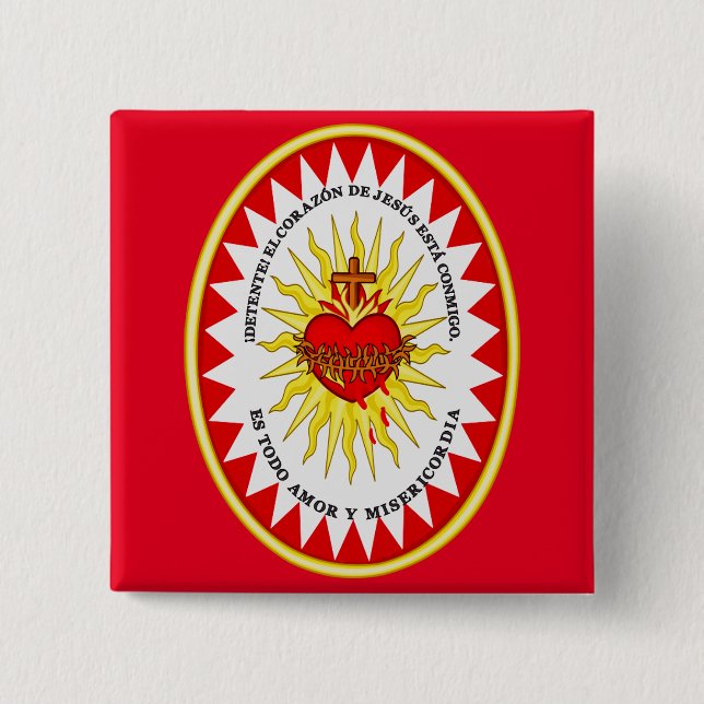 The Most Sacred Heart of Jesus 15 Cm Square Badge (Front)