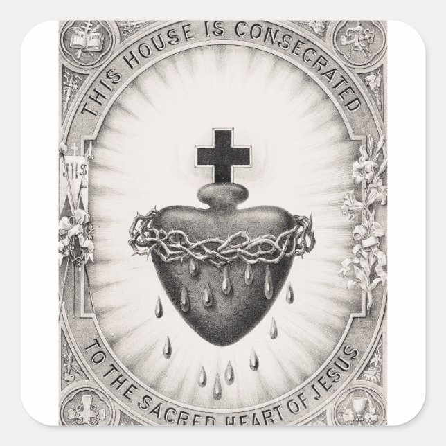 The Most Sacred Heart of Jesus Christ Square Sticker (Front)