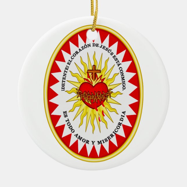 The Most Sacred Heart of Jesus Devotional Art Ceramic Tree Decoration (Front)