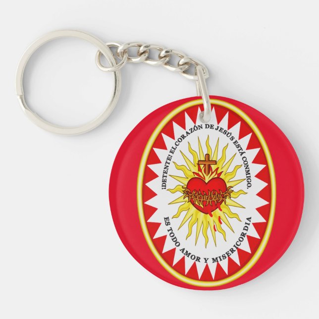 The Most Sacred Heart of Jesus Devotional Art Key Ring (Front)