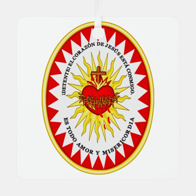 The Most Sacred Heart of Jesus Devotional Art Metal Tree Decoration (Front)