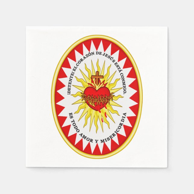 The Most Sacred Heart of Jesus Devotional Art Napkin (Front)