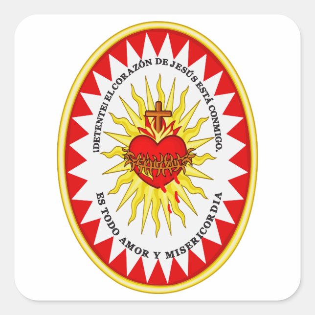 The Most Sacred Heart of Jesus Devotional Art Square Sticker (Front)