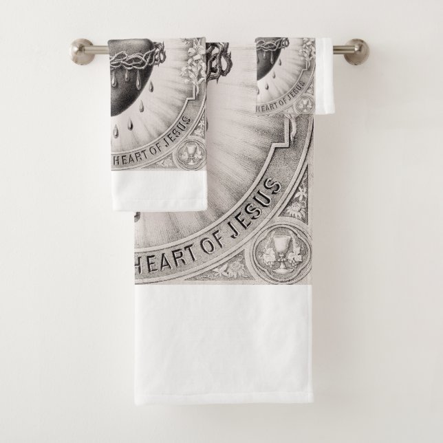 The Most Sacred Heart of Jesus Symbol of Divine  Bath Towel Set (Insitu)