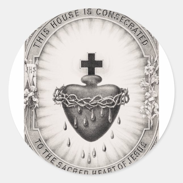 The Most Sacred Heart of Jesus Symbol of Divine  Classic Round Sticker (Front)