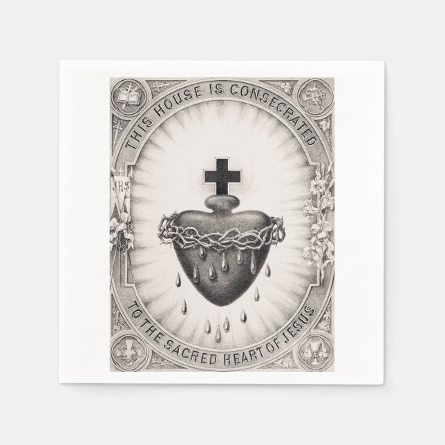 The Most Sacred Heart of Jesus Symbol of Divine  Napkin (Front)