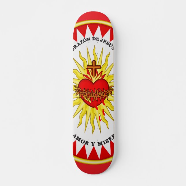 The Most Sacred Heart of Jesus Symbol of Divine  Skateboard (Front)