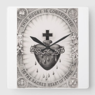 The Most Sacred Heart of Jesus Symbol of Divine  Square Wall Clock