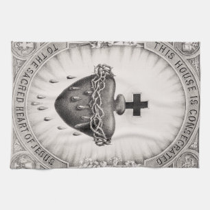 The Most Sacred Heart of Jesus Symbol of Divine  Tea Towel