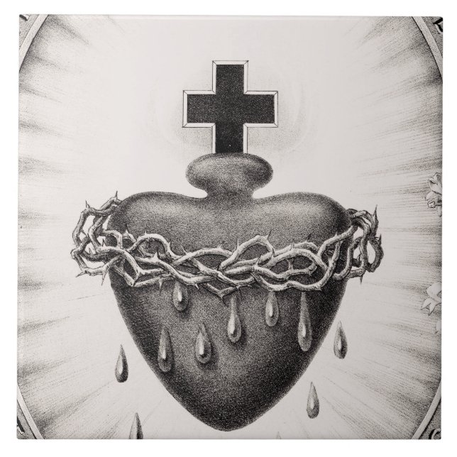 The Most Sacred Heart of Jesus Symbol of Divine  Tile (Front)