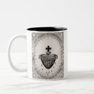 The Most Sacred Heart of Jesus Symbol of Divine  Two-Tone Coffee Mug