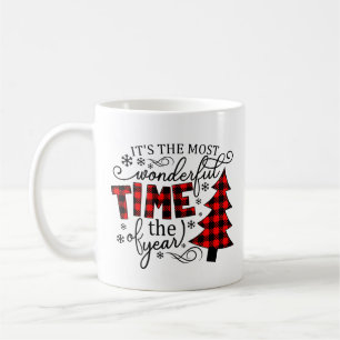 The most wonderful time buffalo plaid coffee mug