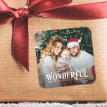The most wonderful time Christmas photo Square Sticker<br><div class="desc">Get ready to spread holiday cheer with this customisable Christmas sticker featuring the caption "It's the most wonderful time of the year". Add one of your favourite family photos to create a unique keepsake and let the holidays begin.</div>