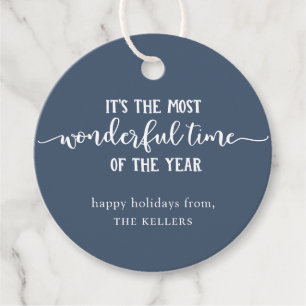 The Most Wonderful Time Of The Year Blue Holiday Favour Tags