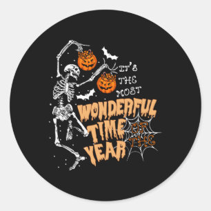 The Most Wonderful Time Of The Year Dance Skeleton Classic Round Sticker