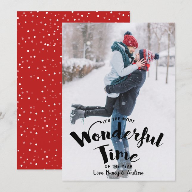 The Most Wonderful Time Of The Year Elegant Photo Holiday Card (Front/Back)