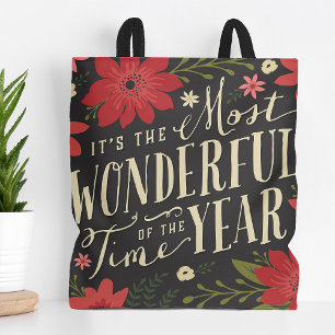 The Most Wonderful Time of Year Holiday Floral Tote Bag
